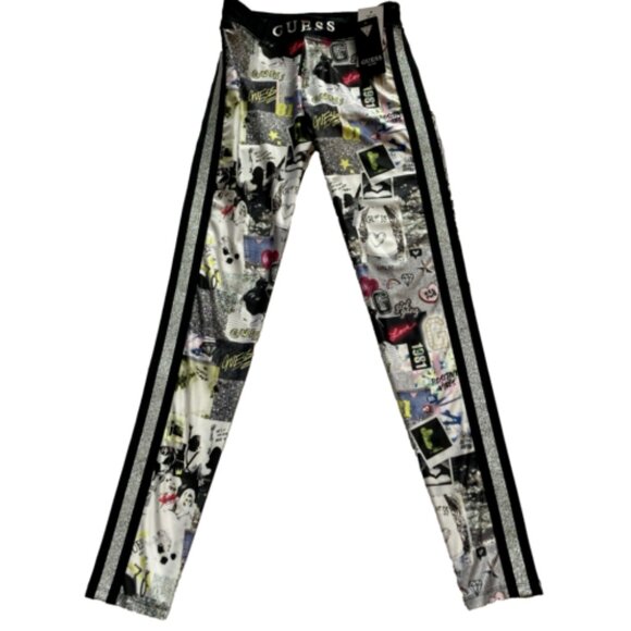 Guess Leggings Pictures Print Juniors 14 Polyester 1980 Friends Forever NEW TAGS - Picture 1 of 10